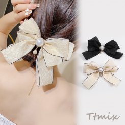 ヘアバレッタ ヘアアクセサリー リボン 14×15cm（1ヶ）