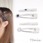 メタルヘアクリップ ジルコニア付き ロジウム（2個セット）