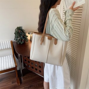 トートバッグ レディース 2way ショルダーバッグ 大容量 PU ラウンドジッパー 通勤 日常使い レトロ 韓国風 シンプル 2026新作（1ヶ）