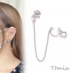 デザインピアス＆イヤーカフ 不規則型 16cm 片耳用 ロジウム（1ヶ）