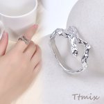 デザインリング 指輪 ウェーブ 幅約22mm ロジウム（1ヶ）