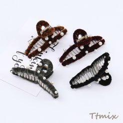 アクリルバンスクリップ ヘアアクセサリー パール付き 5×11cm（1ヶ）