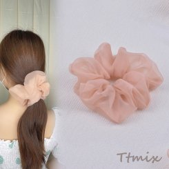 シュシュ ヘアアクセサリー 16cm オレンジピンク（1ヶ）