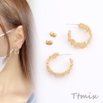 デザインピアス Cフープ 8×25mm ゴールド（2ヶ）