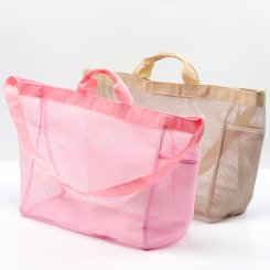 メッシュバッグ 大容量 携帯用トートバッグ ショルダーバッグ ビーチ プール キャンプ 約20×36×44×60cm（1ヶ）