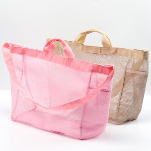 メッシュバッグ 大容量 携帯用トートバッグ ショルダーバッグ ビーチ プール キャンプ 約20×36×44×60cm（1ヶ）