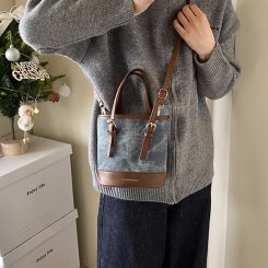 バケツバッグ PU ショルダーバッグ レディース キューブ型バッグ ワンショルダー ミニショルダーバッグ 2WAY 斜め掛け 肩掛け 通勤 通学（1ヶ）