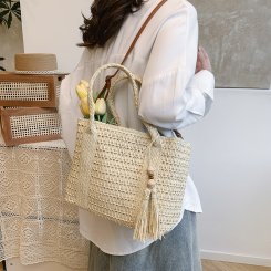ニットバッグ ショルダーバッグ 大容量 ニット手提げ レディース 編みバッグ 軽量 サマーニット 通勤 通学 ニット 手提げ 編み込み バッグ（1ヶ）