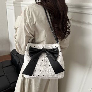 ショルダーバッグ レディース 大容量トートバッグ PU マグネット留め 通勤 旅行 2025新作 リボン飾り お洒落（1ヶ）