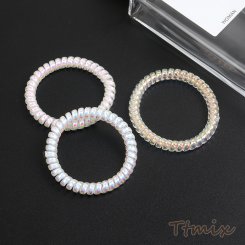 スプリングヘアゴム ヘアアクセサリー 0.6×4.5cm オーロラ カラーミックス（3個セット）