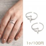 ステンレスリング 心電図風 ユニーク ロジウムカラー 指輪 デザインリング オープンリング 内径約17mm（1ヶ）