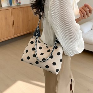 ホボバッグ レディース 2way ショルダーバッグ 通勤 通学 水玉 ポリエステル 韓国風 可愛い お洒落 多機能（1ヶ）