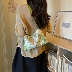 トートバッグ レディース 2way バッグ 大容量 竹葉水墨画 新中華風 通勤 お洒落 夏物（1ヶ）