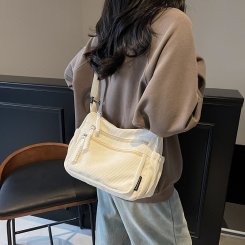 コーデュロイ ショルダーバッグ レディース 斜め掛けバッグ コーデュロイ ワンショルダーバッグ 春夏 秋冬 斜めがけ 手持ち 肩掛け （1ヶ）