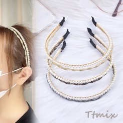 パール付きカチューシャ ヘアアクセサリー 幅約9mm（1ヶ）