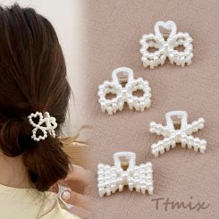 アクリル バンスクリップ ヘアアクセサリー パール風 3×4cm（6個セット）