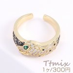 高品質デザインリング 指輪 ジルコニアリング 幅約8mm ゴールド（1ヶ）