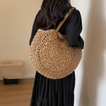 かごバッグ レディース ショルダーバッグ 草編み トートバッグ ナチュラル 手提げ ピクニック 海 ビーチ 夏バッグ バッグ 夏祭り サマーバッグ バッグ 軽量 エレガント 大容量 透かし彫りカジュアル バスケット ビーチ 通勤 プール レジャー（1ヶ）