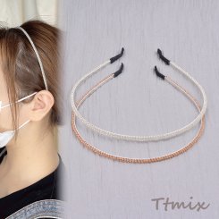 ガラス ビーズ 付きカチューシャ ヘアアクセサリー 幅約3.5mm（1ヶ）