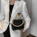 チェーンバッグ パールトートバッグ レディース ベロア ショルダーバッグ 女性 斜め掛け 縦長 四角い 無地 大人手提げ 肩掛け 旅行（1ヶ）