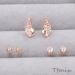 デザインピアス ジルコニアピアス ボール 天使の羽（1セット）