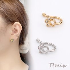 ジルコニアイヤーカフ 猫の肉球 6.5×12mm（2ヶ）