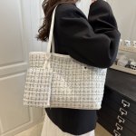 トートバッグ レディース 大容量トート 毛呢素材 小香風デザイン 通勤 通学 買い物 ショートトリップ 2way 子母バッグ 秋冬 新作 高級感 お洒落 プレゼント（1ヶ）