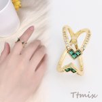 高品質ジルコニアリング デザインリング 指輪 幅約12mm ゴールド（1ヶ）