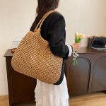 編みバッグ ハンドバッグ ショルダーバッグ レディース トートバッグ 大人 斜め掛け 肩掛けバッグ 通勤バッグ 軽量 鞄 編み バッグ ビーチバッグ（1ヶ）