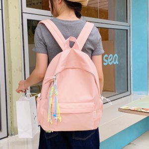 リュックサック レディース 女子高生・大学生向け バックパック ナイロン製 無地 ファスナー開閉 通学 通勤 お出かけ 短旅 ins風 シンプル 合わせやすい 柔らかい お洒落（1ヶ）