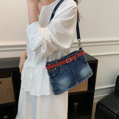 レディース ショルダーバッグ デニム バッグ 2way ショルダー&トート ジップ開閉 2026新作 通勤 街歩き レトロ お洒落 お出かけ バッグ おしゃれ（1ヶ）
