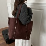 単肩バッグ レディース 大容量ショルダーバッグ スエード素材 リボン レトロ風 通勤 旅行 おしゃれ 使いやすい（1ヶ）