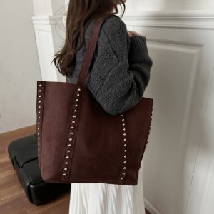 単肩バッグ レディース 大容量ショルダーバッグ スエード素材 リボン レトロ風 通勤 旅行 おしゃれ 使いやすい（1ヶ）