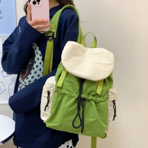 リュックサック 学生 通勤 通学 バックパック 軽量 ナイロン カラフル フリップトップ ドローストリング デザイン 日系 カジュアル お洒落 旅行（1ヶ）