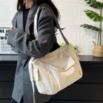 トートバッグ エコバッグ 帆布 肩掛けバッグ 斜め掛けバッグ レディース メンズ ショルダーバッグ 大容量 大きめ 肩掛けバッグ 多収納 布製 通勤 通学（1ヶ）