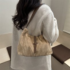 トートバッグ レディース 大容量 ショルダー 2way コーデュロイ 通勤 秋冬 お洒落 ファッション（1ヶ）