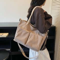 ショルダーバッグ レディース 2way ショルダーバッグ 大容量 コール天 ラウンドファスナー 通勤 通学 お洒落 可愛い 便利（1ヶ）