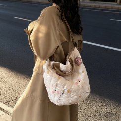 水桶バッグ レディース 2wayバッグ 大容量 ポリエステル 菱型キルティング インスタ映え 通勤 お出かけ 実用的 お洒落（1ヶ）