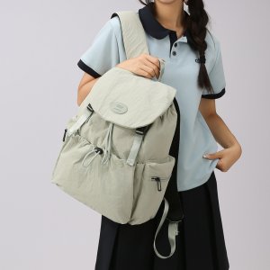 リュックサック 学生用 バッグ 2way リュックサック ナイロン/キャンバス 抽繩とフラップで二重閉じ 通学 キャンプ アウトドア お洒落で使いやすい（1ヶ）