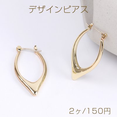 高品質デザインピアス フープピアス ホースアイ 17×33mm ゴールド（2ヶ）