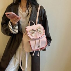リュックサック レディース 通学リュック リボン付き 学院風 小型サイズ 通勤 旅行 お出かけ 多用途 軽量 可愛い（1ヶ）