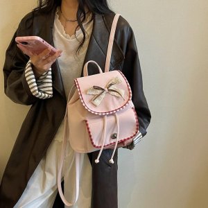 リュックサック レディース 通学リュック リボン付き 学院風 小型サイズ 通勤 旅行 お出かけ 多用途 軽量 可愛い（1ヶ）