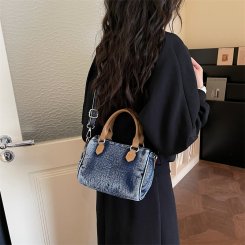 2way 手提包 斜挎包 レディース デニム ボストンバッグ 通勤 韓国風 レトロ お洒落 使いやすい（1ヶ）