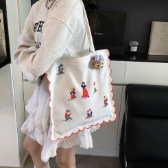 トートバッグ ショルダーバッグ キャンバスバッグ レディース バッグ 通勤通学 学生 ショルダーバッグ 大容量 肩掛けバッグ エコバッグ（1ヶ）