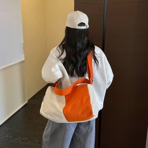 トートバッグ レディース 3way キャンバスバッグ ワークバッグ ジッパー開閉 バイカラー 通勤 日常使い 収納力抜群 軽量 新作 お洒落 コーデに合わせやすい（1ヶ）