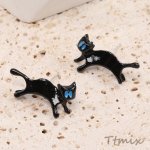 デザインピアス 猫のピアス 12×21mm ブラック（1ペア）