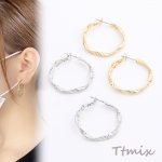 デザインチタンピアス ツイストフープピアス 3×31mm（2ヶ）