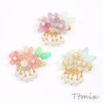 フラワーモチーフヘアクリップ ヘアアクセサリー レディースヘアクリップ 髪飾り フラワー 花 タッセル