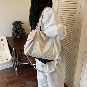 トートバッグ レディース トートバッグ 大容量 帆布 通勤 通学 韓国風 シンプル 2way 軽量（1ヶ）