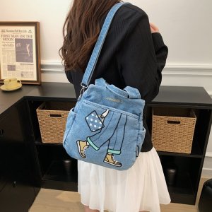 ショルダーバッグ レディース 2way デニム 刺繍 2026新作 通勤 旅行 お洒落 高級感（1ヶ）